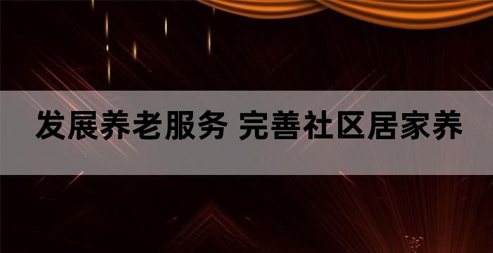 社区居家养老服务体系建设
